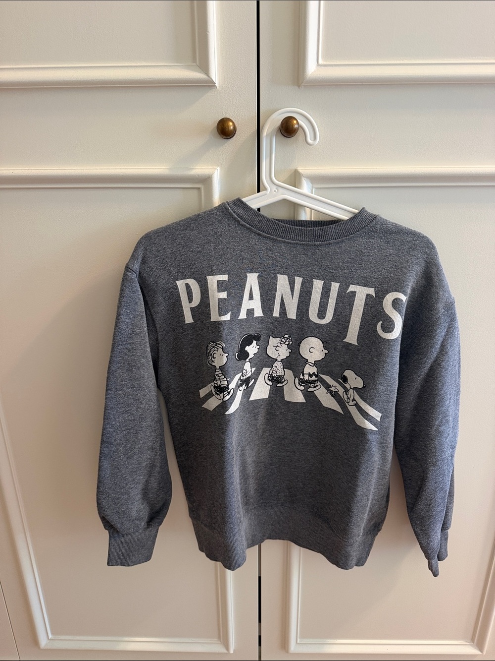 Peanuts Crewneck Sweatshirt - Gray with White Graphic